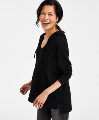 Style & Co - Petite Waffle-Knit Tunic Hoodie, Created for Macy's
