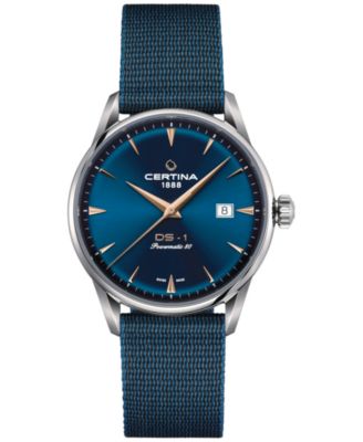 Certina - Men's Swiss Automatic DS-1 Blue Synthetic Strap Watch 40mm Gift Set