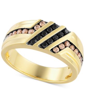 Macy's - Men's Black & Brown Diamond Ring (1/2 ct. t.w.) in 10k Gold