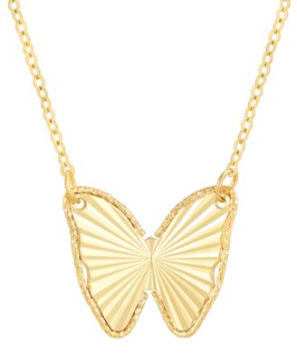 Italian Gold - Butterfly 18" Pendant Necklace in 10k Gold