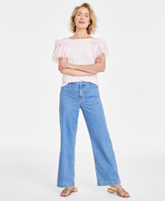 On 34th - Women's Patch-Pocket Wide-Leg Jeans