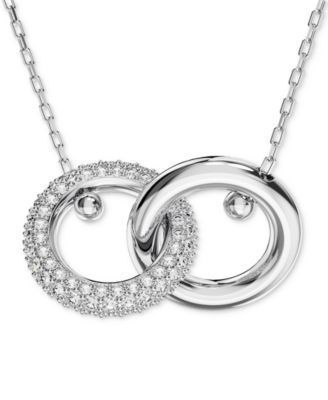 Swarovski - Rhodium-Plated Pav&eacute; Interlocking Loop Pendant Necklace, 15" + 2-3/4" extender