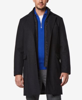 Marc New York - Men's Sheffield Melton Wool Slim Overcoat with Interior Bib