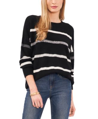 Vince Camuto - Women's Crewneck Sequin-Stripe Sweater