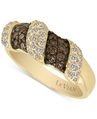 Le Vian - Chocolate Diamond & Nude Diamond Diagonal Cluster Ring (3/4 ct. t.w.) in 14k Gold