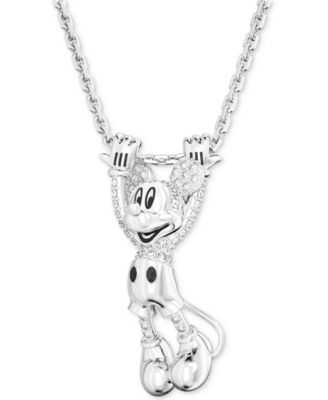 Swarovski - Disney Mickey Mouse Silver-Tone Crystal Layered Pendant Necklace, 19-1/4"