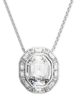 Swarovski - Mesmera Silver-Tone Crystal Pendant Slider Necklace, 29-1/2"