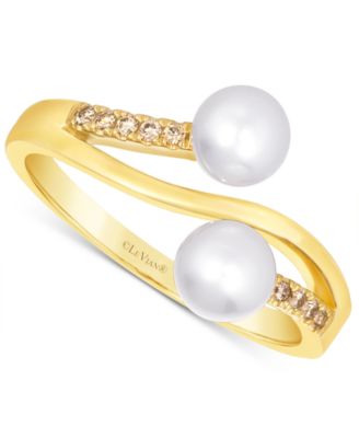 Le Vian - Vanilla Pearls (5-6mm) & Nude Diamond (1/20 ct. t.w.) Bypass Ring in 14k Gold