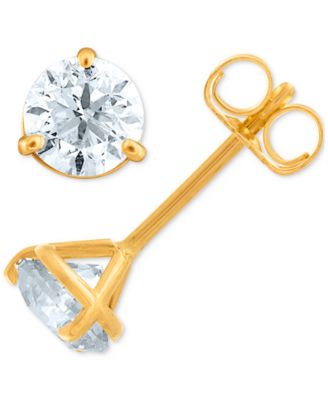 Macy's - Near Colorless Certified Diamond Stud Earrings in 18k White or Yellow Gold (1 ct. t.w.)