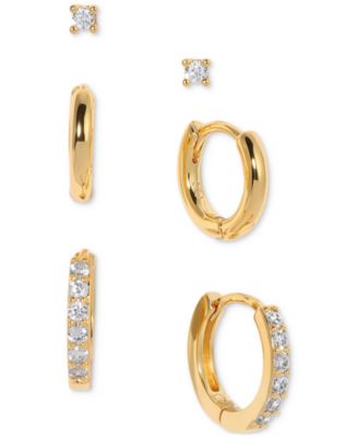 Girls Crew - Gold-Tone 3-Pc. Set Crystal Essentials Earrings