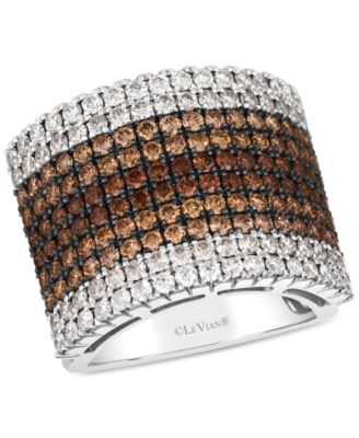 Le Vian - Chocolate Ombr&eacute; Diamond (2-3/8 ct. t.w.) & Vanilla Diamond (1/2 ct. t.w.) Wide Band Ring in 14k White Gold