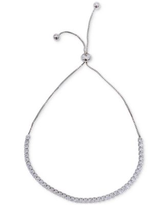 ADORNIA - Rhodium-Plated Cubic Zirconia Tennis-Style Slider Bracelet
