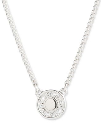 Givenchy - Silver-Tone Logo Embossed Coin Pendant Necklace, 16" + 3" extender