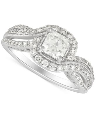 Macy's - Diamond Heart & Arrow-Cut Diamond Halo Swirl Engagement Ring (1-1/4 ct. t.w.) in 14k White Gold