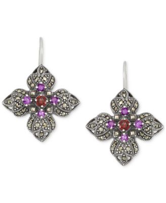 Macy's - Multi-Gemstone (2-1/2 ct. t.w.) Flower Wire Earrings in Sterling Silver
