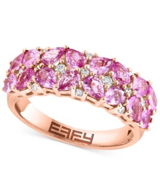 EFFY Collection - Pink Sapphire (2-1/4 ct. t.w.) & Diamond (1/8 ct. t.w.) Cluster Ring in 14k Rose Gold