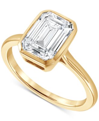 Badgley Mischka - Lab Grown Certified Diamond Emerald-Cut Solitaire Engagement Ring (3 ct. t.w.) in 14k Gold