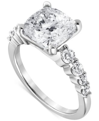 Badgley Mischka - Lab Grown Certified Diamond Cushion & Round Engagement Ring (5-1/2 ct. t.w.) in 14k Gold