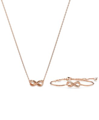 Swarovski - Rose Gold-Tone Hyperbola Infinity Bangle Bracelet & Pendant Necklace Set, 15" + 2-3/4" extender