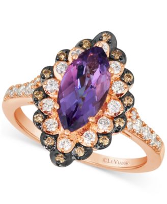 Le Vian - Grape Amethyst (1-3/8 ct. t.w.) & Diamond (3/8 ct. t.w.) Marquise Halo Ring in 14k Rose Gold