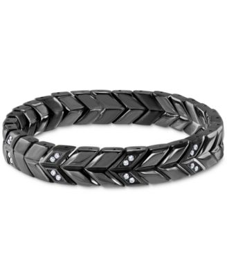 Blackjack - Men's Cubic Zirconia Chevron Link Bracelet in Stainless Steel