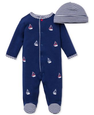 Little Me - Baby Boys' 2-Piece Hat & Sailboat Coverall Set
