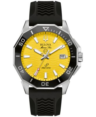 Bulova - Men's Marine Star Black Silicone Strap Watch 43mm