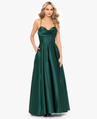 Blondie Nites - Juniors' Gathered-Bust Boned-Waist Ball Gown
