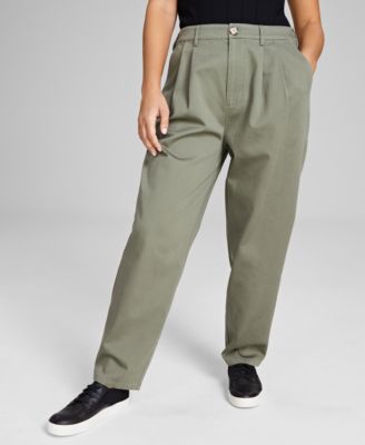And Now This - Women's Cotton High-Rise Barrel Leg Twill Pants