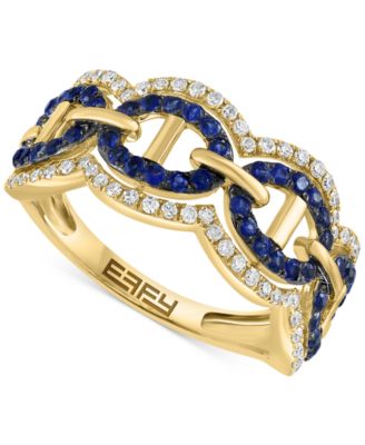 EFFY Collection - Sapphire (3/8 ct. t.w.) & Diamond (1/4 ct. t.w.) Openwork Statement Ring in 14k Gold