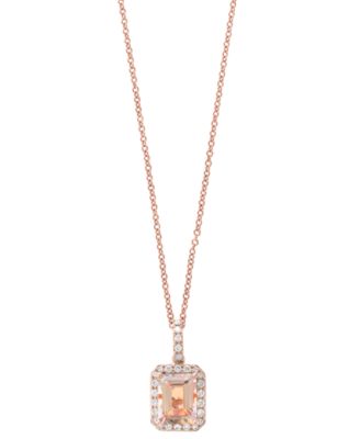 EFFY Collection - Morganite (1-1/5 ct. t.w.) & Diamond (1/4 ct. t.w.) 18" Pendant Necklace in 14k Rose Gold
