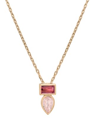 Audrey by Aurate - Peridot (3/8 ct. t.w.) & Green Tourmaline (1/3 ct. t.w.) Bezel 18" Pendant Necklace in Gold Vermeil (Also available in Morganite & Pink Topaz)