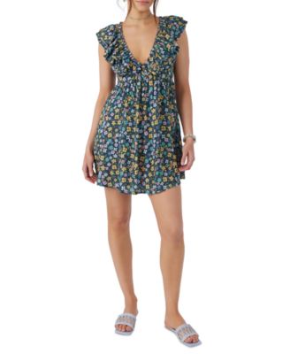 O'Neill - Juniors' Zaina Woven Flutter-Sleeve Mini Dress