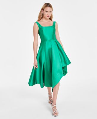 Eliza J - Petite Square-Neck Sleeveless Asymmetric-Hem Dress
