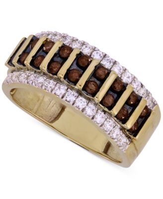 Macy's - Men's Brown Diamond & White Diamond Ring (1-1/4 ct. t.w.) in 10k Gold
