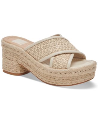 Dolce Vita - Women's Eldora Crisscross Raffia Espadrille Platform Slide Sandals