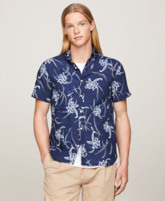 Tommy Hilfiger - Men's Short Sleeve Tropical Print Button-Down Shirt