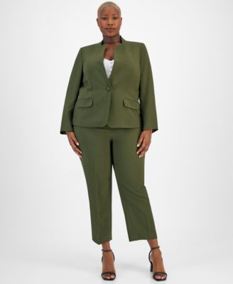 Le Suit - Plus Size Single-Button Blazer Slim-Fit Pantsuit