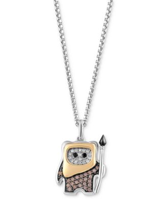Wonder Fine Jewelry - Multicolor Diamond Ewok 18" Pendant Necklace (1/5 ct. t.w.) in Sterling Silver & Gold-Plate
