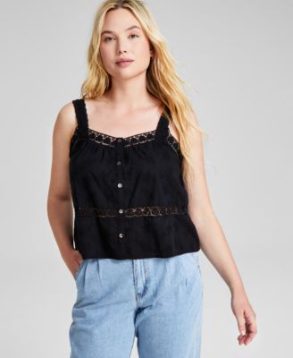 And Now This - Women's Sweetheart-Neck Woven Crochet Tank Top,