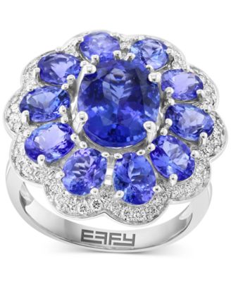EFFY Collection - Tanzanite (5-7/8 ct. t.w.) & Diamond (3/8 ct. t.w.) Flower Ring in 14k White Gold