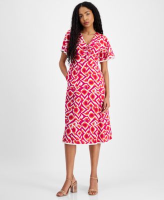 Tahari - Petite Printed Midi Dress