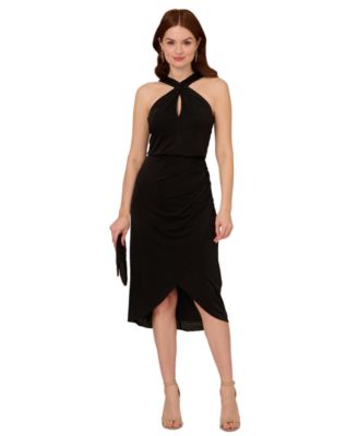 Adrianna Papell - Women's Halter Crossover-Hem Sleeveless Sheath Dress