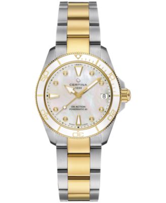 Certina - Women's Swiss Automatic DS Action Lady Diamond Accent Two-Tone Stainless Steel Bracelet Watch 35mm