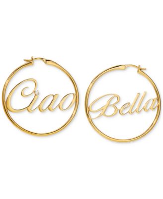 NADRI - 18k Gold-Plated Medium Cubic Zirconia "Ciao Bella" Hoop Earrings, 1.62"