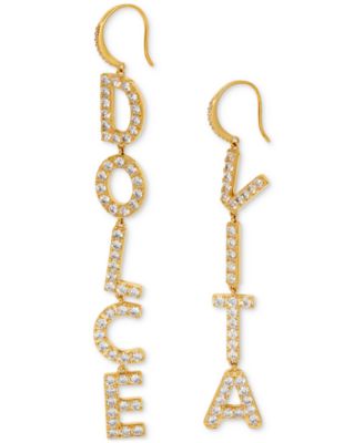 NADRI - 18k Gold-Plated Pav&eacute; "Dolce Vita" Linear Drop Earrings