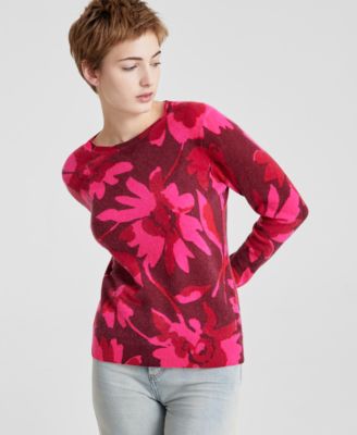 Charter Club - Women's Floral-Print Long-Sleeve Sweater