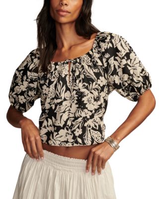 Lucky Brand - Women's Cotton Gathered Poplin Top