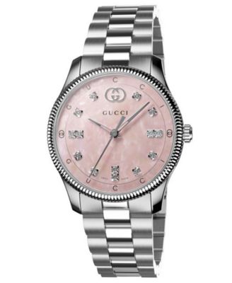 Gucci - Women's Swiss G-Timeless Diamond (1/8. ct. t.w.) Stainless Steel Bracelet Watch 29mm