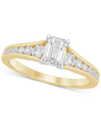 Macy's - Diamond Emerald-Cut & Round Engagement Ring (1 ct. t.w.) in 14k Gold
